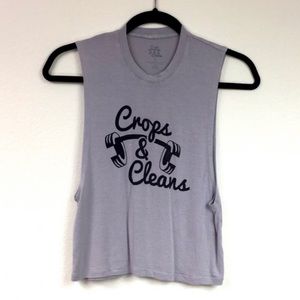 3/$25 Crops & Cleans Women's Grey Muscle Tank Top Size Small Casual Streetwear